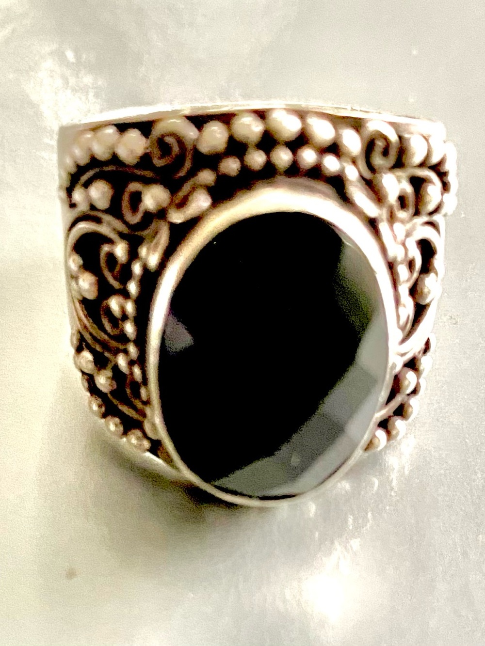 Black Onyx Ring BA Suartii Indonesia Sterling Silver 925 - Picture 7 of 8